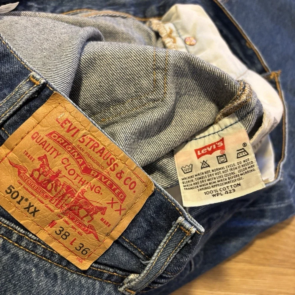 VTG Levis 501 XX Jeans Mens 38x36 Fits 35x32 Blue Cotton Denim Button Fly Faded